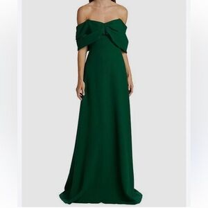 Lela Rose Emerald Green Gown Dress off shoulder